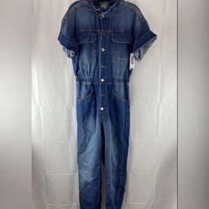Women’s Blue Denim Jumpsuit with silver buttons